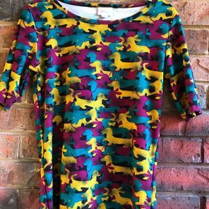 LuLaRoe RARE multicolored Dachshund Classic Tshirt